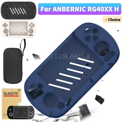 Silicone Case for ANBERNIC RG40XX H Game Console with Shockproof Protection and Lanyard - Image 2
