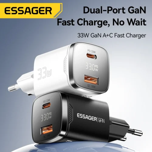 Alternative view of Essager 33W GaN USB C Charger Digital Display PD Fast Charging For iPhone 16 15 14 Max Pro iPad For Xiaomi Poco Samsung Charger
