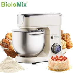 BioloMix 7L Stand Mixer with 1200W Motor, Includes Dough Hook, Whisk, Beater, and Meat Grinder