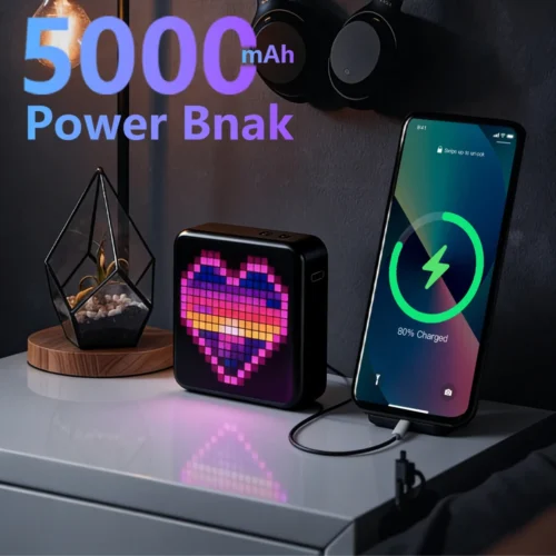 Creative Rechargeable LED Pixel Screen with Power Bank for Outdoor and Bedroom Decor
