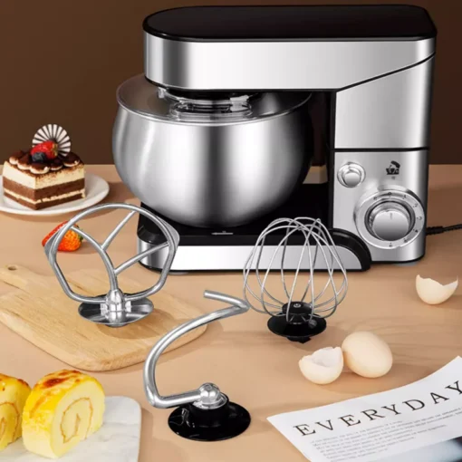 Stainless Steel 5L Electric Stand Mixer with Dough Kneader and Whisk for Home Baking - Image 3