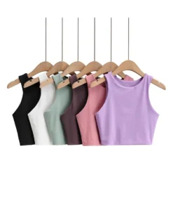 2023 Summer Fashion Women Sexy Slim Tops O-neck Sleeveless Double Nylon Ladies Good Quality Tank Tops 6 Colors