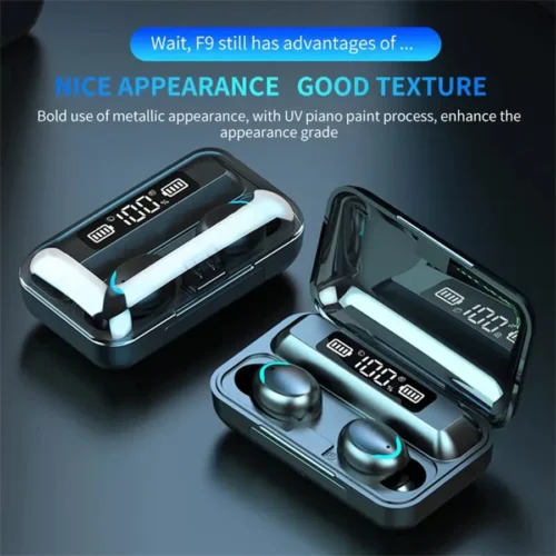F9 Wireless Bluetooth Earbuds with Digital Display and Charging Case