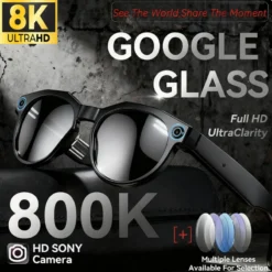 8K HD AI Smart Glasses with 800MP Camera and Voice Assistant Control for Men and Women