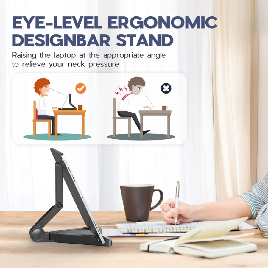 Portable Foldable iPad Stand for 4"-11" Tablets and Phones - Plastic Desktop Holder for Xiaomi, Samsung, and Huawei - Image 3