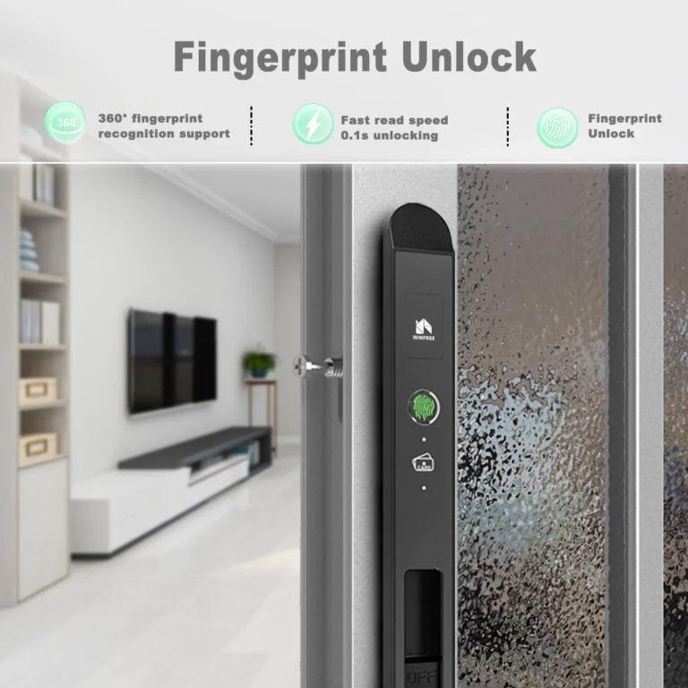 WINFREE Smart Fingerprint Sliding Door Lock with Tuya Bluetooth and Voice Control - Image 4