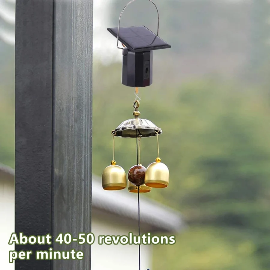 Solar Powered Wind Chimes - Eco-Friendly Hanging Spinner with Hook - Image 4