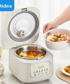 Midea 3L Stainless Steel Rice Cooker with 24-Hour Timer and Steam Function