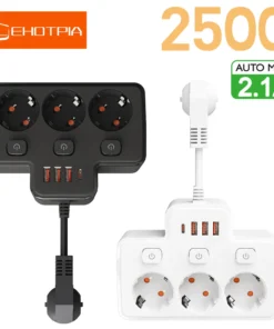 EU AC Plug Power Strip Wall Mounted Independent Switch Multitap Socket Network Filter With USB Charging Network Filter Adapter