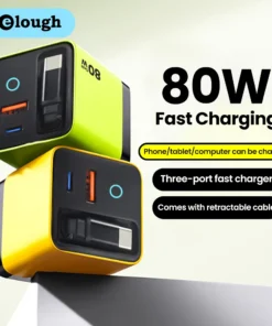 80W Super Fast Charge USB-C Phone Charger with Telescopic Cable for iPhone and Samsung Devices