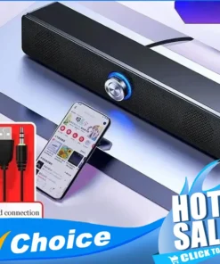 4D Bluetooth Surround Soundbar with Subwoofer for Home Theater and TV - Strong Bass, Wired Stereo