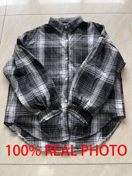 Plaid Shirt for Women with Long Sleeves and Single Breasted Design in Vintage Preppy Style - Image 6