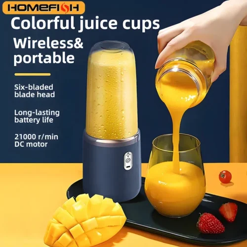 Portable 400ml Electric Juicer and Smoothie Blender - USB Rechargeable, Ideal for Fruits and Citrus