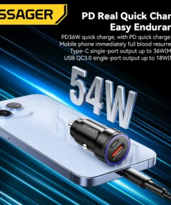 Alternative view of Essager 54W Car Charger 5A Fast Charging Type C Quick Charge 3.0 QC PD 3.0 SCP USB Car Charger For Xiaomi Samsung Iphone Charger