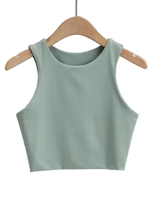 Summer Fashion Women's Slim O-neck Sleeveless Double Nylon Tank Tops in 6 Colors - Image 5