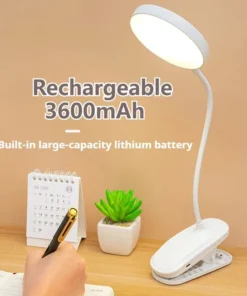 Alternative view of Led Table Lamp USB Rechargeable Night Light With Folding Clamp Study Stand Read Lamp Touch 3 Modes Dimming Eye Protection Light