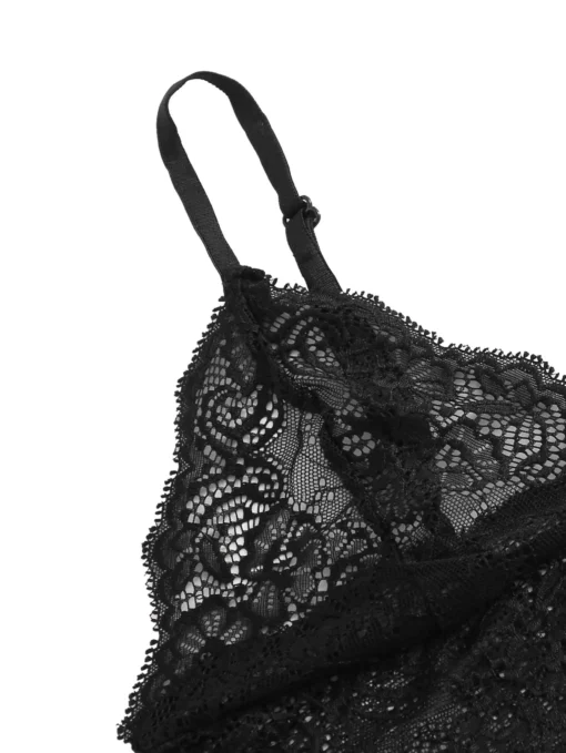 Lace Bralette Cami and Shorts Set, See-Through Design, Breathable Sleepwear for Women - Image 4