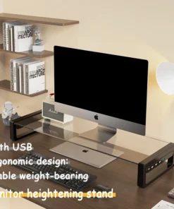 Alternative view of BEISHI Computer Monitor Desk Stand Reducing Neck Strain With Usb Hub Extender Heightened Frame Rack Desktop Screen Storage Base