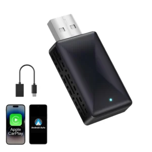 Wireless CarPlay Adapter with 2-in-1 Functionality for Wired to Wireless Conversion for All Vehicle Owners - black