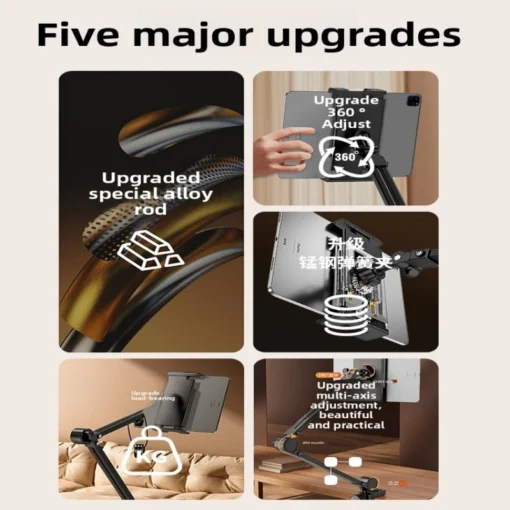 Adjustable Height Tablet Stand with Rotating Arm for iPad and Portable Monitors - Image 3