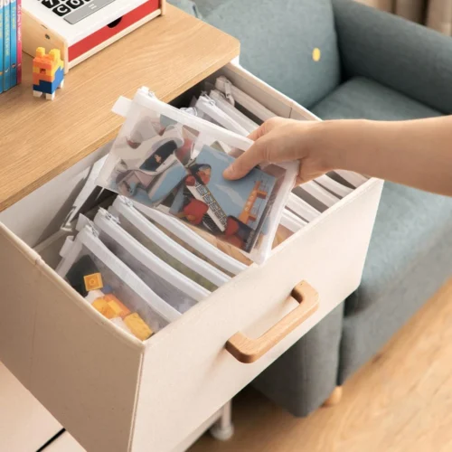 Alternative view of Mesh Zipper File Bag for Toy Storage - Transparent Finishing Storage Box for Building Blocks and Puzzles