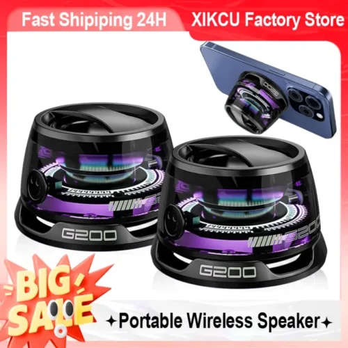 XIKCU Mini Bluetooth Speaker with RGB Light and Phone Holder - Portable Outdoor Audio