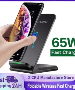 65W Wireless Charger Station Earphone Phone Fast Charging Charger Holder For iPhone 16 15 14 13 Pro Max Samsung S24 S23 Xiaomi
