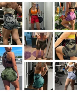 Alternative view of Women's High Elastic Tie-Dye Yoga Shorts - Push-Up Gym & Sports Fitness Leggings