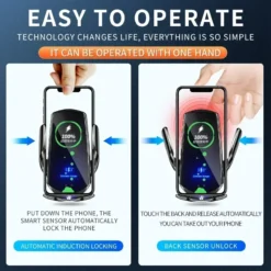 Alternative view of 100W Wireless Car Charger with Magnetic Phone Holder for iPhone 11-15, Xiaomi, and Samsung