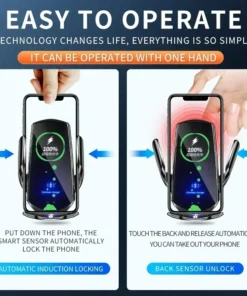 Alternative view of 100W Wireless Car Charger Magnetic Car Phone Holder For iPhone 11 12 13 14 15 Pro Xiaomi Samsung Fast Charging Wireless Chargers