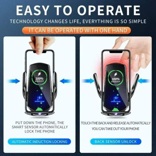 100W Wireless Car Charger with Magnetic Phone Holder for iPhone 11-15, Xiaomi, and Samsung - Image 2