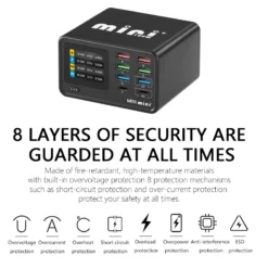 Alternative view of 8-Port USB Hub Charging Station with 100W Wireless Charging for MacBook Pro, Air, DELL, iPad, and Samsung Galaxy