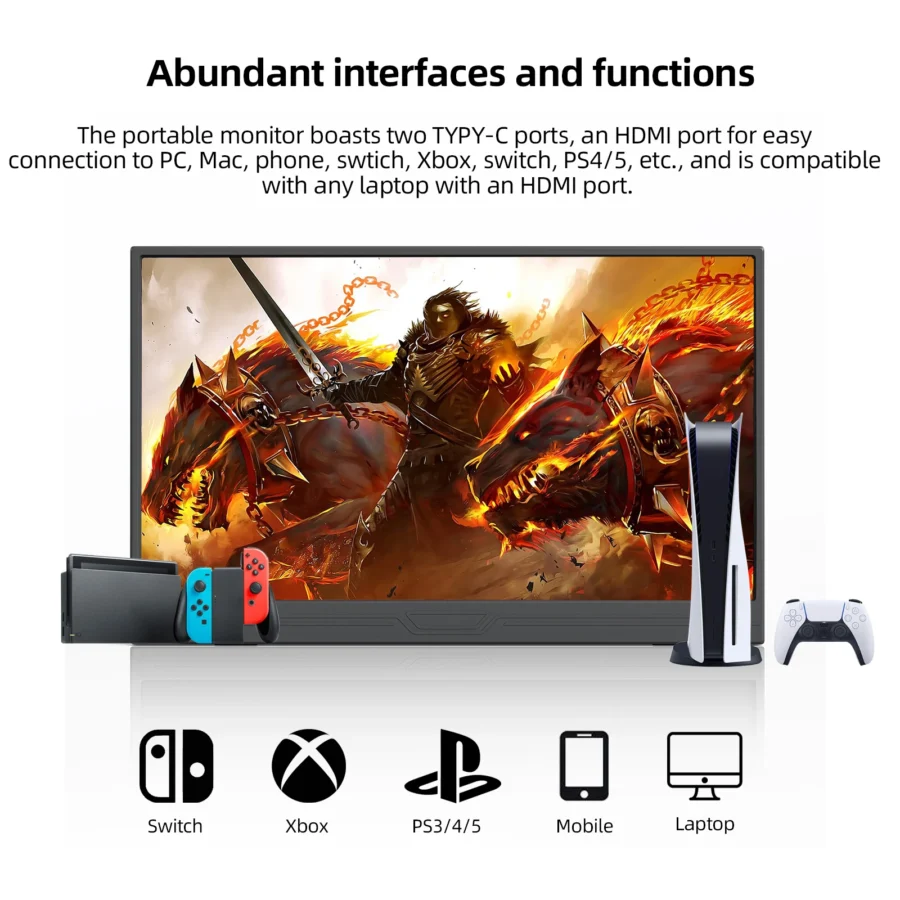 14-Inch Portable Monitor - 1920x1080, 60Hz, 400cd/m² for Laptop, Xbox, PS4/5, Switch - Image 4