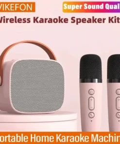 Portable Wireless Dual Microphone Karaoke Machine - Bluetooth Speaker with HiFi Stereo Surround for Kids' Parties