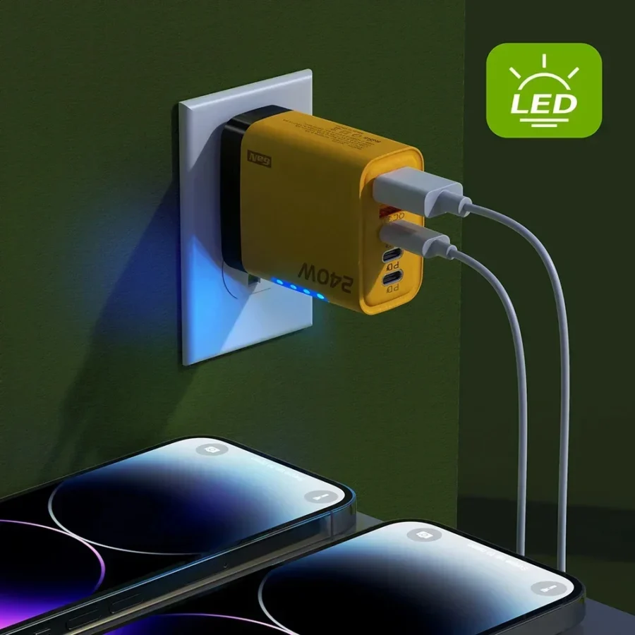 240W GaN USB-C Fast Charger - 5-in-1 Power Adapter for iPhone, Samsung, Xiaomi, EU/US Plug - Image 3