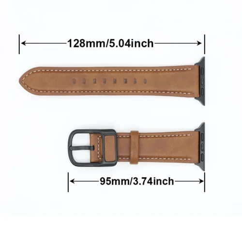 Alternative view of PU Leather strap For Apple watch band 44mm 45mm 41mm 40mm 42mm 46mm correa bracelet iWatch series 4 5 6 SE 7 8 9 10 ultra/2 49mm
