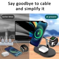 Alternative view of 3-in-1 Wireless Charger Stand with Fast Charging for iPhone, Apple Watch, and AirPods