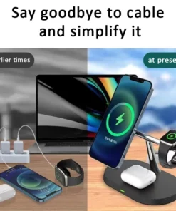 Alternative view of 3-in-1 Wireless Charger Stand for iPhone, Apple Watch, and AirPods - Fast Charging Station