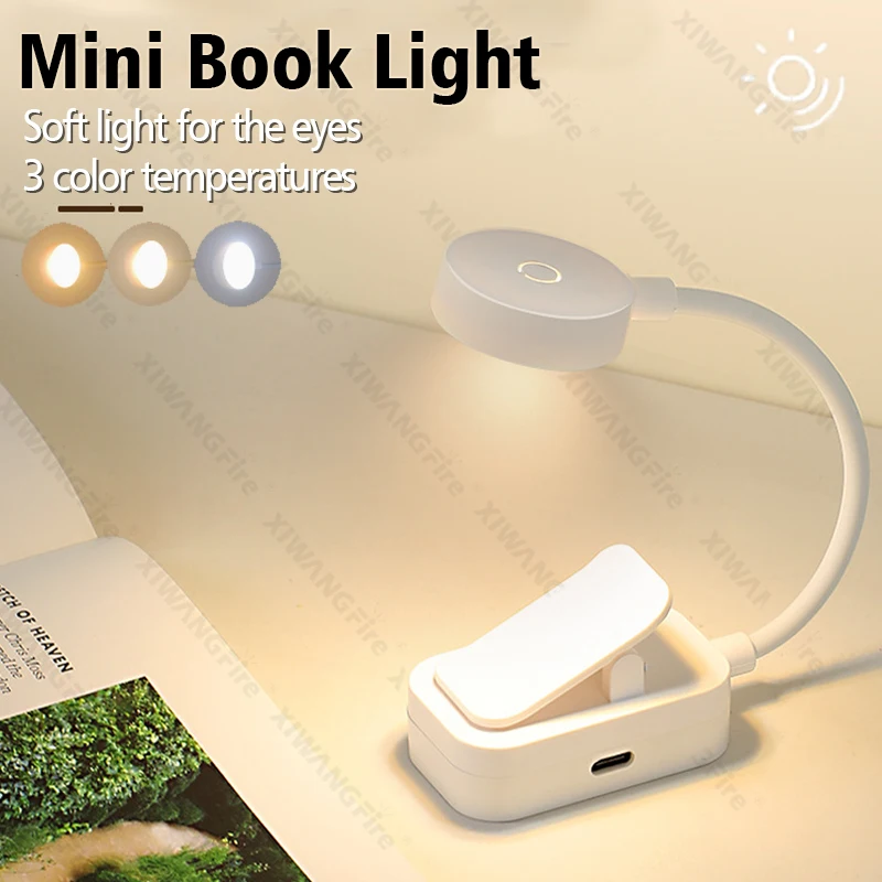 Mini Clip Book Lamp LED Table Lamp Eye Protection 3 Colors Battery Powered USB Night Light Portable Bedside Student Reading Lamp