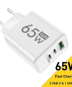 65W GaN Fast Charger - USB Type C Wall Adapter for iPhone, Samsung, Xiaomi, and Huawei