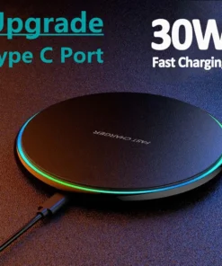 30W Wireless Fast Charger Pad for iPhone and Samsung