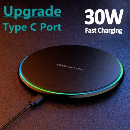 30W Wireless Fast Charger Pad for iPhone and Samsung