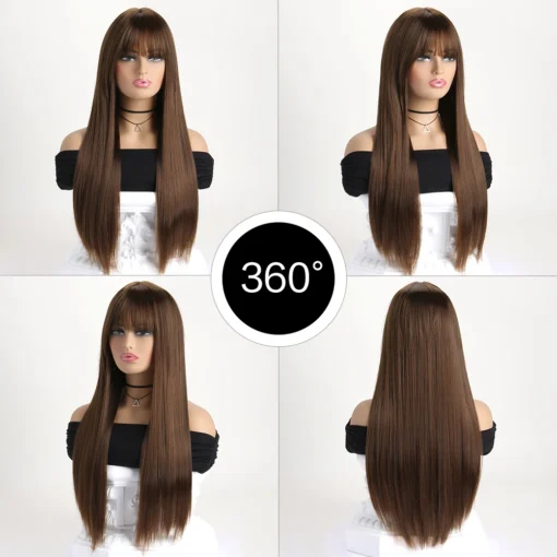 Straight Synthetic Wig - 26-Inch Long Design for Women - Image 4