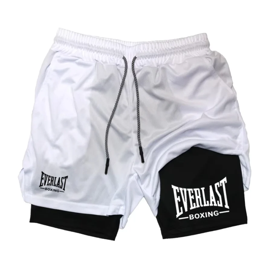 Men's compression gym shorts, EVERLAST printed sports pants, double layered, quick drying, basketball, muscle, fitness RL0365 - Image 4