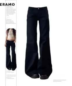 Normcore Women's Black Baggy Denim Pants - Vintage High Waist Casual Jeans