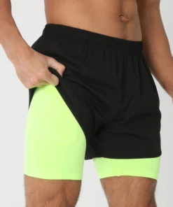 Alternative view of Gym Shorts Men Running Shorts with Liner Pockets Towel Loop Quick Dry Lightweight Workout Men's Breathable Athletic Sport Shorts