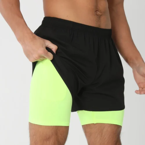 Alternative view of Gym Shorts Men Running Shorts with Liner Pockets Towel Loop Quick Dry Lightweight Workout Men's Breathable Athletic Sport Shorts