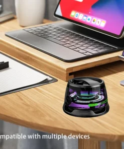 Alternative view of HOMEFISH Portable Bluetooth Speaker with RGB Lighting and Phone Holder - 7 Hours Playback