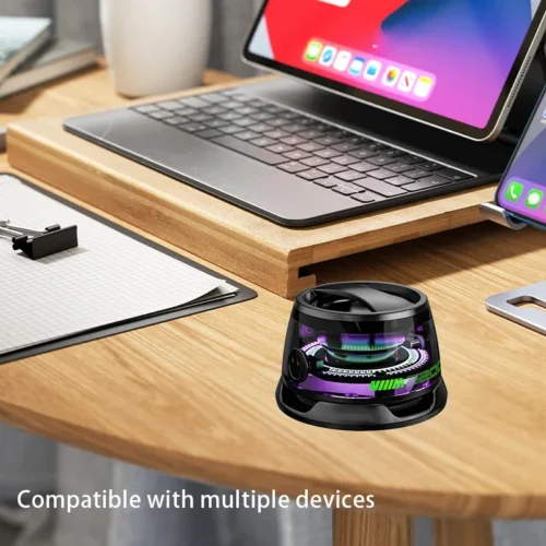 Alternative view of HOMEFISH Portable Bluetooth Speaker with RGB Lighting and Phone Holder - 7 Hours Playback