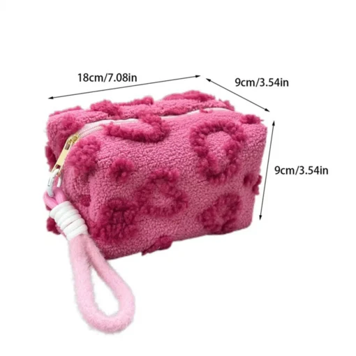 Makeup Bag with Handle - Soft Travel Cosmetic Organizer - Plush Love Print - Image 6